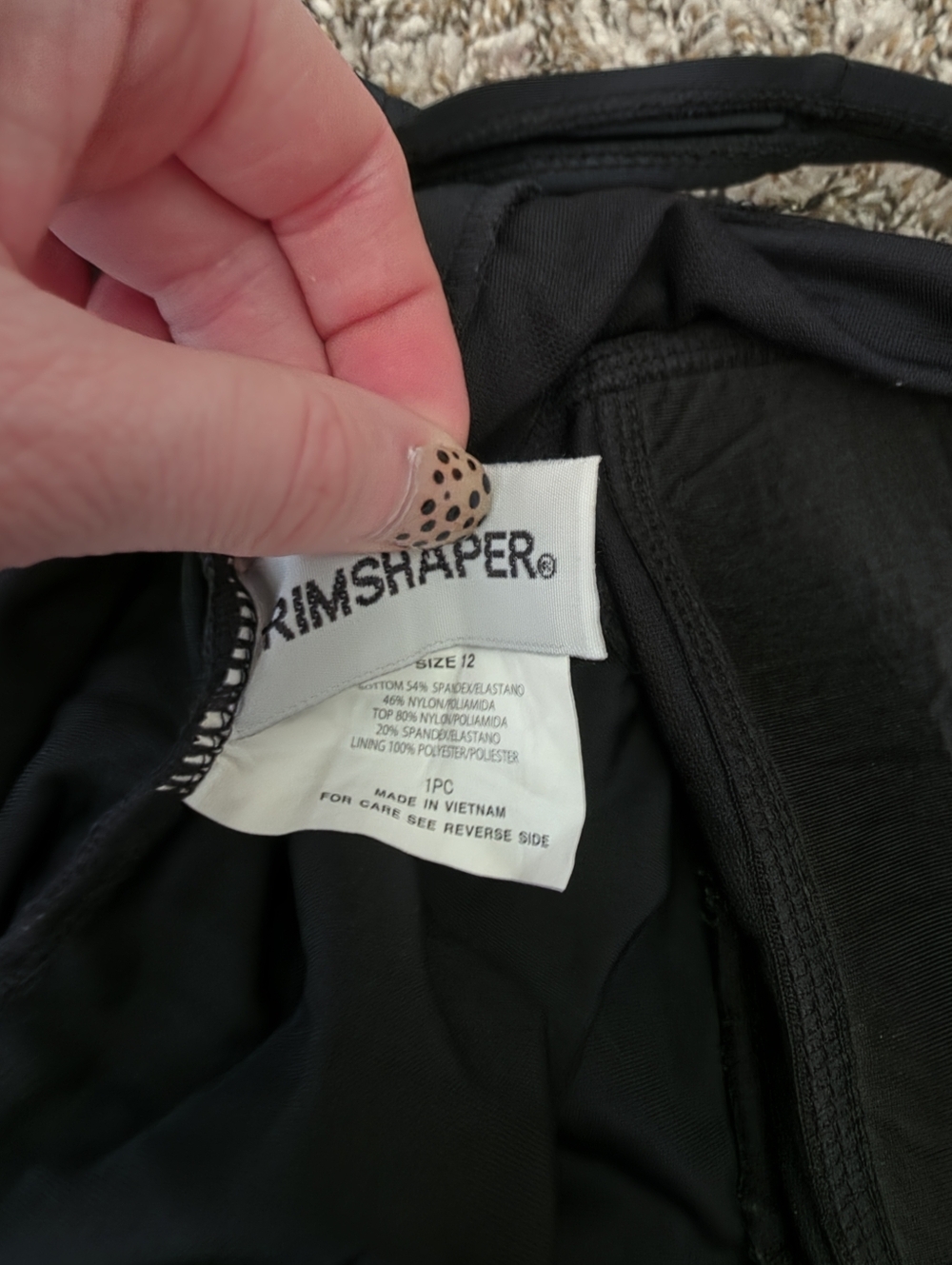 Trimshaper Black Silver Embellished One Piece Swimsuit Size 12 - Picture 5 of 5